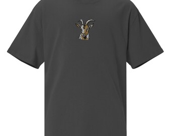 Goat Head Oversized Faded T-Shirt | Vintage Style Graphic Tee | Comfortable Casual Wear & Trendy Fashion Top
