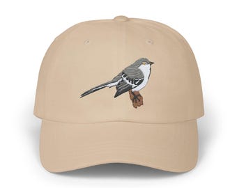 Northern Mockingbird Embroidered Bird Classic Cap