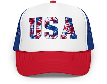 Tie Dye USA Foam trucker hat Mesh Back DTF Print Cap