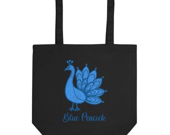 Blue Peacock Eco Tote Bag | Reusable, Sustainable Shopping Bag | Lightweight & Stylish Canvas Tote for Everyday Use