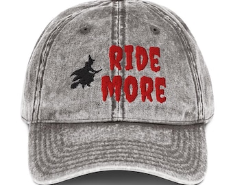 Ride More Hat – Witch on Broom Embroidered Halloween Hat, Funny Spooky Cap, Witchcore Gift for Her,Cotton Twill Cap