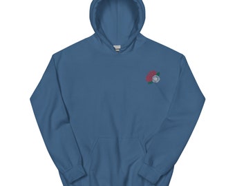 Three Roses Embroidered Unisex Hoodie - Cozy Floral Sweatshirt for Men & Women - Casual Streetwear Gift