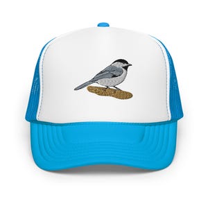 Casquette trucker noire mésange - Casquette légère en mousse et filet avec bouton pression réglable, cadeau pour les amoureux des oiseaux, chapeau d'extérieur décontracté