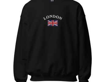 London and Union Jack Embroidered Unisex Sweatshirt