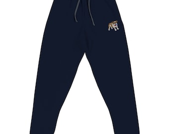 Joggers Embroidered Dog Art Bulldog with Blue Ball Art Design Unisex Adult Sweatpants