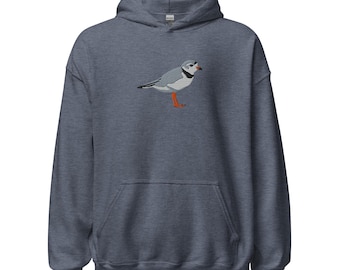 Piping Plover Embroidered Unisex Fleece Hoodie