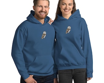 Barn Owl Embroidered Bird Wildlife Unisex Hoodie