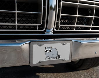 Raccoon Vanity Plate, Minimal Raccoon Car Tag, Cute Wildlife License Plate, Funny Animal Front Plate