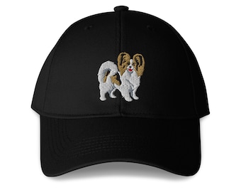 Papillon Embroidered Dog Structured 6-Panel Adjustable Baseball Cap