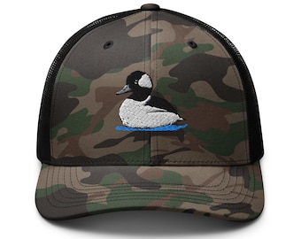 Bufflehead Duck Embroidered Bird Trucker Hat Camouflage Cap for Outdoor Enthusiasts & Nature Lovers