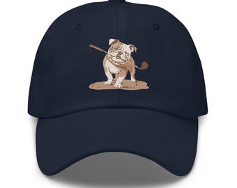 Bulldog Golfer Dad Hat - Adjustable Vintage Golf Cap for Men, Casual Sportswear Gift for Dad, Father’s Day Accessory