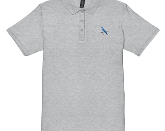 Blue Bird Embroidered Women 's Polo Shirt Stylish Pique Material, Casual & Comfortable Wear for Bird lovers