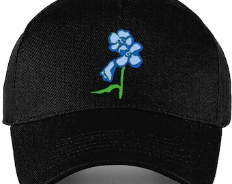 Blue Wildflower Embroidered Hat Unisex Adult Cotton Cap