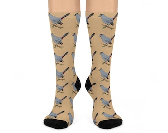 Gray Catbird Crew Socks | Cushioned One Size Fits Most