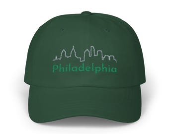 Philadelphia Skyline Classic Cap, Embroidered Baseball Hat, Urban Cityscape Dad Hat, Vintage Baseball Cap, Adjustable Cap for Men and Women