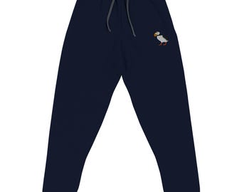 Puffin Joggers for Adults | Embroidered Seabird Design | Unisex Sweatpants for Comfort & Style
