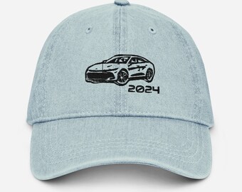 Ultra Modern 2024 Auto Hat Embroidered Denim Hat in Black Thread