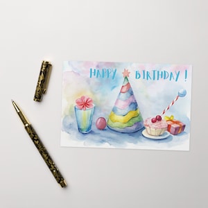 ¡Tarjeta de feliz cumpleaños con Cup Cake! Tarjeta de felicitación divertida y festiva para celebraciones: coloridos deseos de cumpleaños y alegría