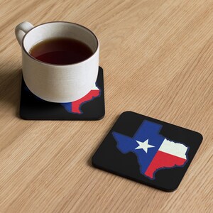 Texas State Shaped Flag Cork-back coaster