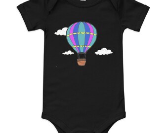 Hot Air Balloon Baby Short Sleeve One Piece | Cute Infant Romper, Adorable Newborn Outfit, Baby Shower Gift, Balloon Print