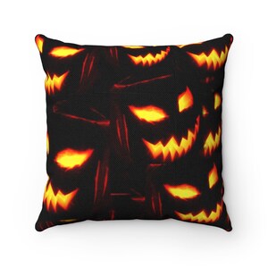 Halloween Pillow - Spun Polyester Orange and Black Square Decor for Fall & Halloween, Cozy Autumn Home Accent, Gift Idea