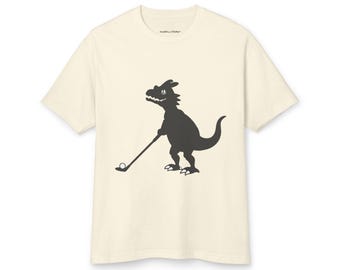Dinosaur Golfer Unisex Garment-Dyed Heavyweight Cotton Tee