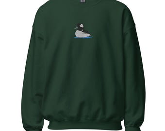 Embroidered Buffle Head Duck Unisex Sweatshirt Large Center Chest Embroidery