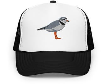 Piping Plover Embroidered Foam Trucker Hat - Lightweight Adjustable Cap for Outdoor & Casual Wear