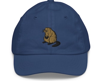 Embroidered Beaver Youth Baseball Cap – Kids Cotton Twill Hat