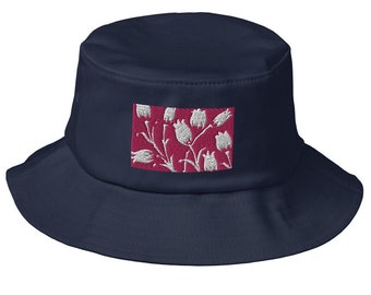 Flamingo Tulips Bucket Hat Floral Bucket Hat Embroidered Bucket Hat