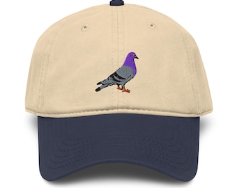 Rock Pigeon Embroidered Garment Washed Baseball Hat for Bird Lovers