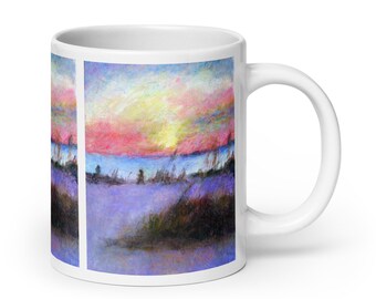 Summer Stroll Ceramic Mug - White Glossy Coffee Mug 11, 15, 20 Ounces - Perfect for Hot Drinks & Summer Vibes