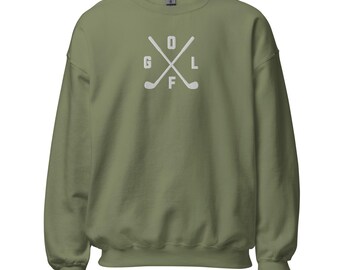 Crossed Clubs Golf Embroidered Unisex Sweatshirt