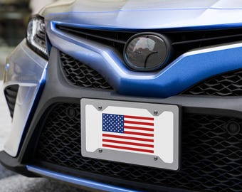 USA Flag on white Vanity license plate