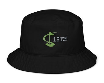 Golfer 19th Hole Embroidered Organic Bucket Hat | Stylish Sun Protection & Perfect Gift for Golf Lovers