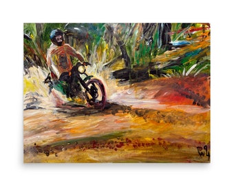 Fly Motorcycle Poster Art Print | Vintage Wall Decor | Motorcycle Enthusiast Gift | Retro Riding Artwork for Biker Room