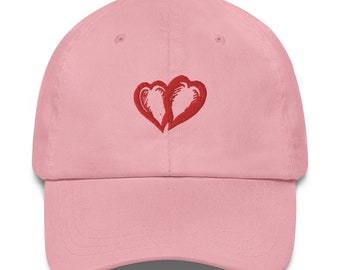 Two Hearts Embroidered Dad Hat - Cotton Baseball Cap, Perfect Gift