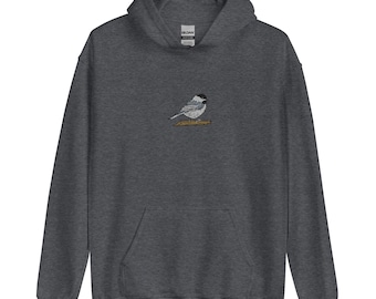 Chickadee Embroidered Bird Unisex Hoodie - Cute & Cozy Pullover Hoodie for Nature Lovers, Gift for Birdwatchers and Friends