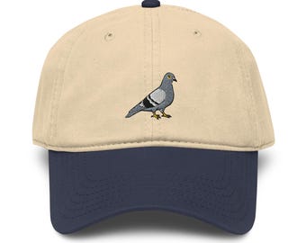 Pigeon Embroidered Garment washed baseball cap