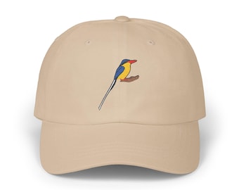 Embroidered Paradise Kingfisher Bird Hat - Tropical Wildlife Cap