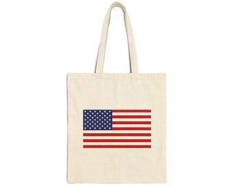 USA Stars and Stripes Cotton Canvas Tote Bag