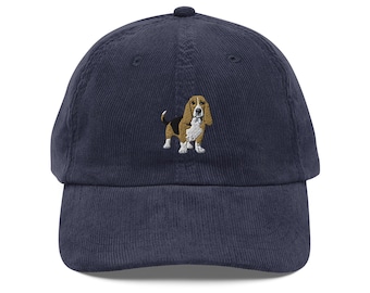 Basset Hound Embroidered Vintage corduroy cap