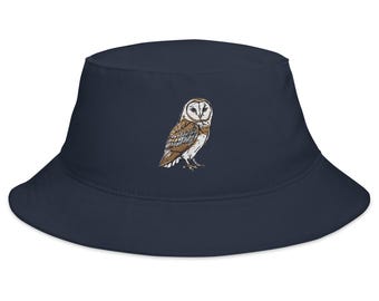 Barn Owl Embroidered Bucket Hat - Stylish Wildlife Cap, Outdoor Sun Protection, Unique Animal Lover Gift