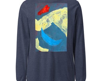 Relaxed Abstraction Graphic Tee, Unisex Long Sleeve Shirt, Modern Art Design, Casual Wear, Unique Fashion Tee for Men & Women