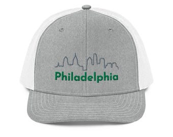Philadelphia Skyline Line Art Embroidered Trucker Cap