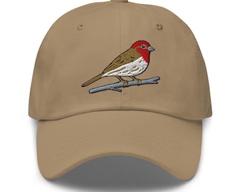 House Finch Embroidered Bird Dad hat