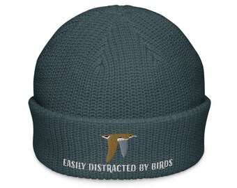 Fluttering Shearwater Distracted by Birds Embroidered Fisherman beanie