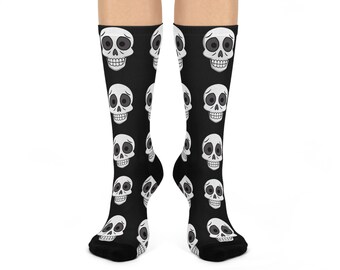 Confused Skull Cushioned Crew Socks for  Halloween