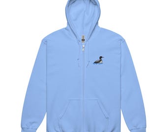Loon Embroidered Bird Unisex 8.0 oz zip hoodie