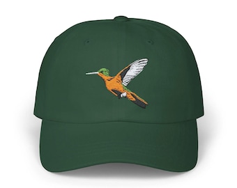 Cinnamon Hummingbird Embroidered Bird Cap, Embroidered Bird Hat, Classic Dad Hat, Bird Lover Gift, Nature Enthusiast Cap